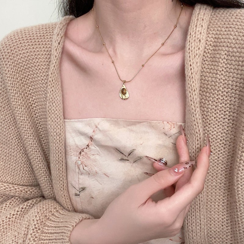 Antique Tiger Eye Pendant Necklace Women'S Light Luxury Distinctive Maillard Style Bracelet Ring Niche Vintage All-Match Accessories - Image 5